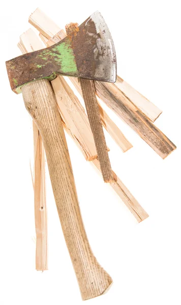 Montón de madera con hacha — Foto de Stock