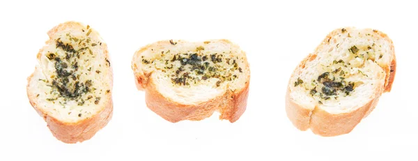 Pão de alho isolado em branco — Fotografia de Stock