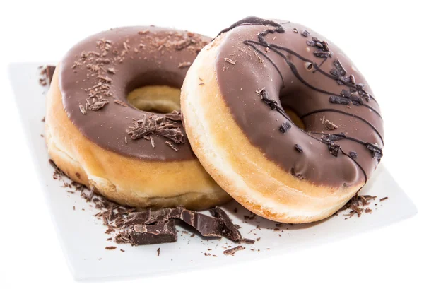 SchokoladenDonuts auf Weiß — Stockfoto