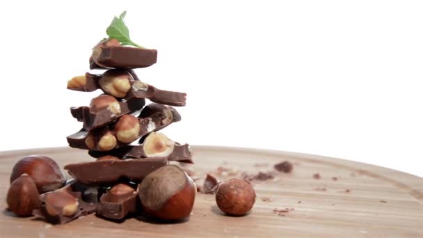 Stacked and Rotating Hazelnut Chocolate — Stock Video