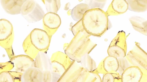 Vallende bananen als achtergrond video — Stockvideo