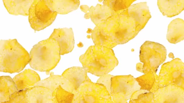 Vallende potato chips als achtergrond video — Stockvideo