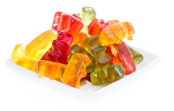 Heap of Gummi Bears on a plate — Stock Photo, Image