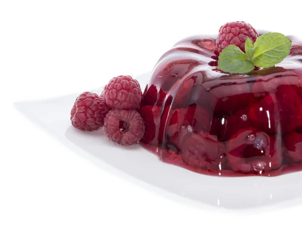 Raspberry Jello isolated on white — Stock Photo, Image