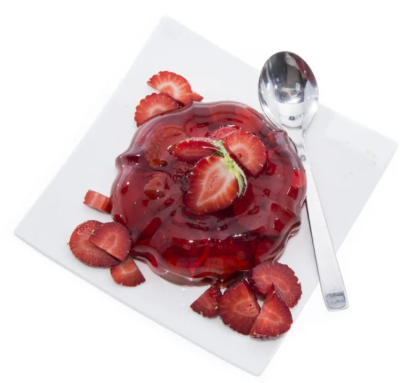 Strawberry Jello isolated on white — Stock Photo, Image