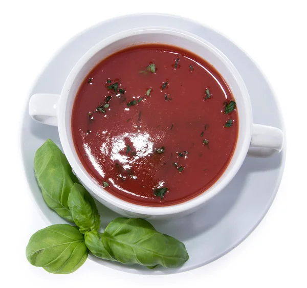 Sopa de tomate isolada em branco — Fotografia de Stock