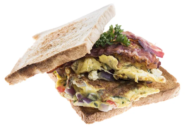 Scrambled Egg Sandwich on white — Stock Photo, Image