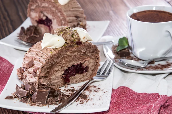 Gedeelte van chocolade cake — Stockfoto