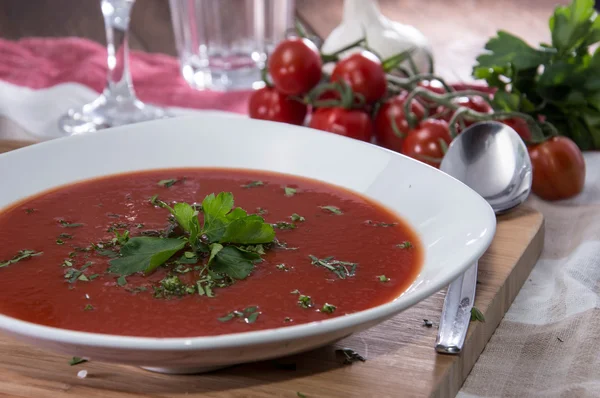 Sopa de tomate acabado de fazer — Fotografia de Stock