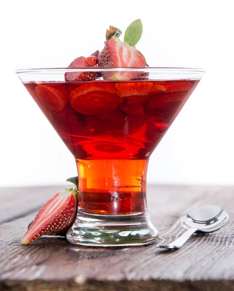 Strawberry Jello on white — Stock Photo, Image