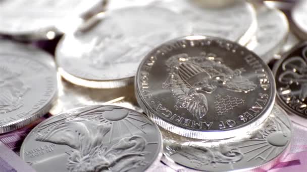 Spinning Silver Coins — Stock Video