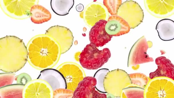 Falling chopped Fruits — Stock Video