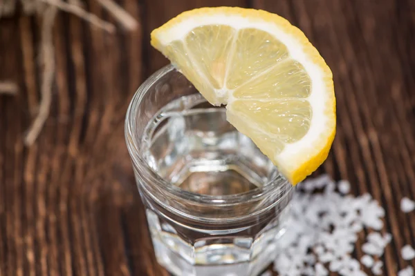 Tequila Silver with lemon and salt — Stock Photo, Image