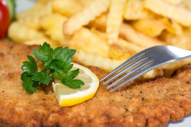 Schnitzel with Chips clipart
