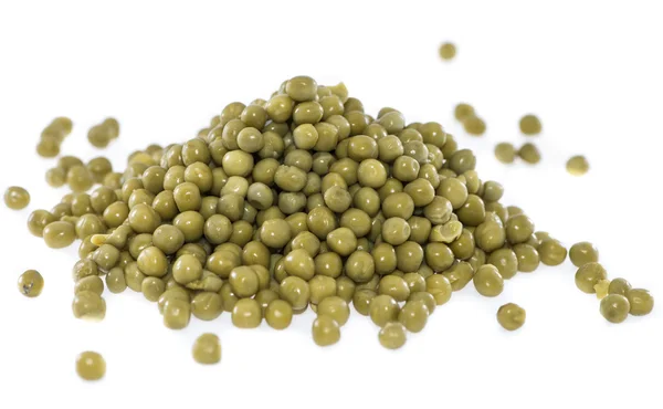 Heap of Canned Peas on white — Stock Photo, Image