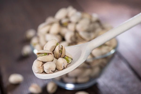 Pistachios on a Spoon — Stock Photo, Image