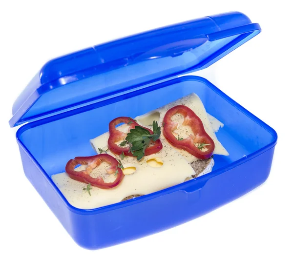 Lunchbox z kanapki ser — Zdjęcie stockowe