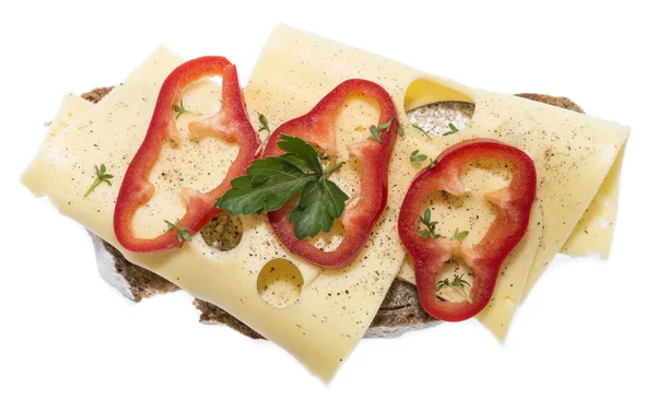 Käse-Sandwich isoliert auf weiß — Stockfoto