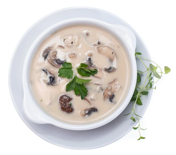 Fresh Mushroom Soup (on white) — Stock Photo, Image