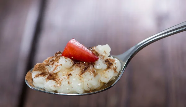 Spoon with Rice Pudding — Stock Photo, Image