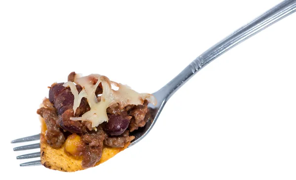 Nachos with Chili con Carne on white — Stock Photo, Image