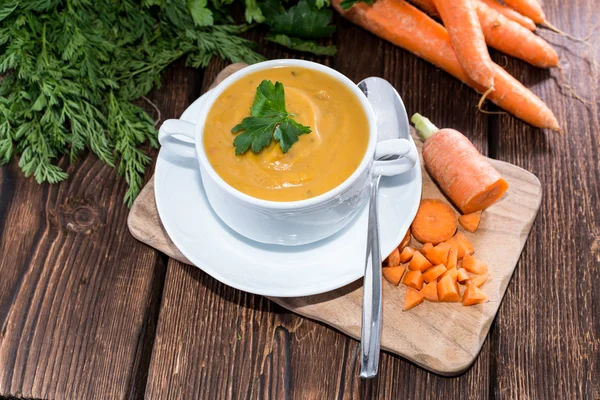 Sopa de cenoura acabado de fazer — Fotografia de Stock