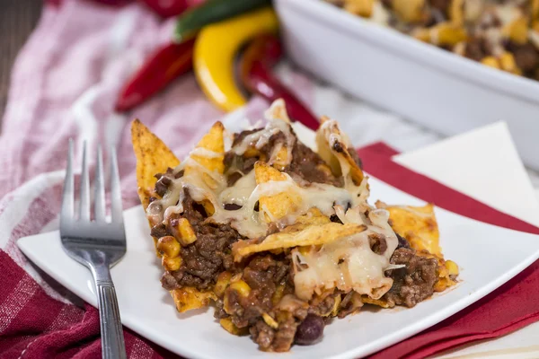 Chili con carne ile cips — Stok fotoğraf