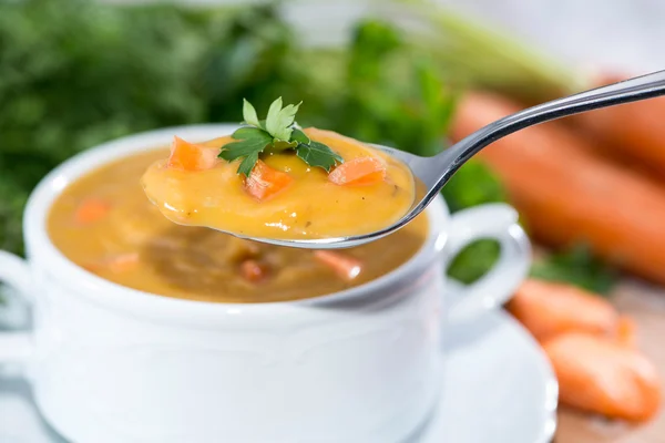 Sopa de cenoura acabado de fazer — Fotografia de Stock