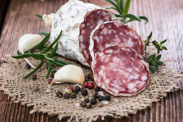 Portion Salami — Stockfoto