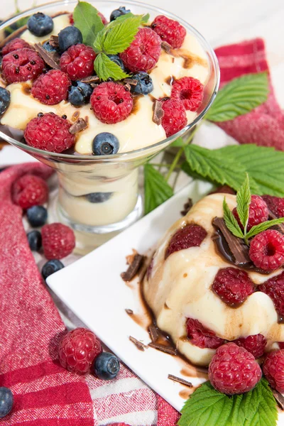 Fruity Pudding with Berries — Stock Photo, Image