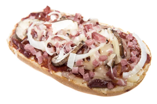 Pizza Baguette with Ham on white — Stock Photo, Image