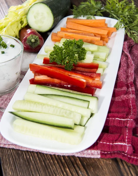 Different Vegetables with Dip — Stock Photo, Image