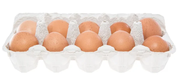 Brown Eggs in a box on white — Stock Photo, Image