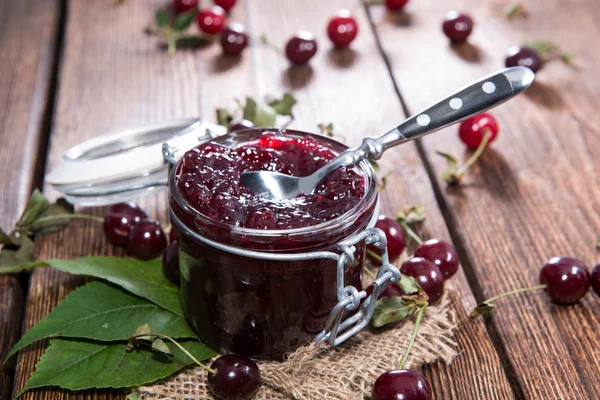 Glass filled with Cherry Jam — Stock Photo, Image