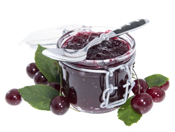 Confiture de cerises isolée sur blanc — Photo