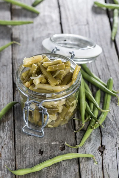 Green Bean salad in a glass — Stock Photo, Image