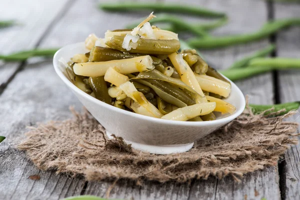 Kom met groene bonen salade — Stockfoto