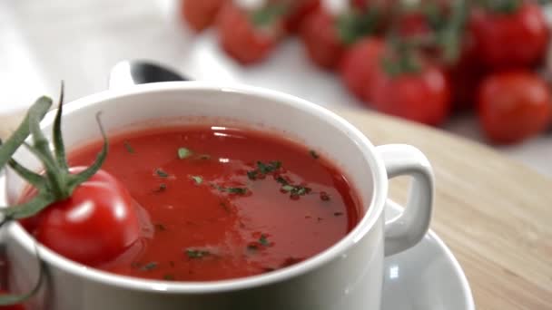 Sopa de tomate caseira — Vídeo de Stock