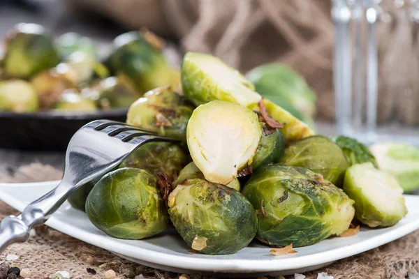 Portion of Brussel Sprouts with Ham — Stock Photo, Image