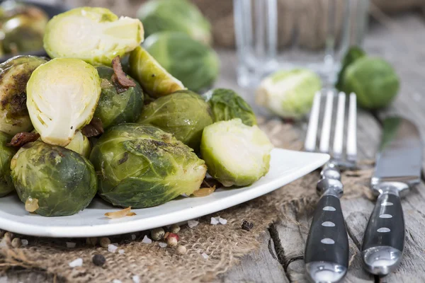 Portion of Brussel Sprouts with Ham — Stock Photo, Image