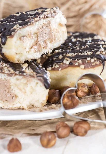 Fresh made filled Hazelnut Donuts — Φωτογραφία Αρχείου