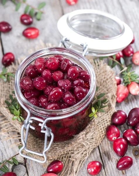 Glass with preserved Cranberries — Stock Photo, Image