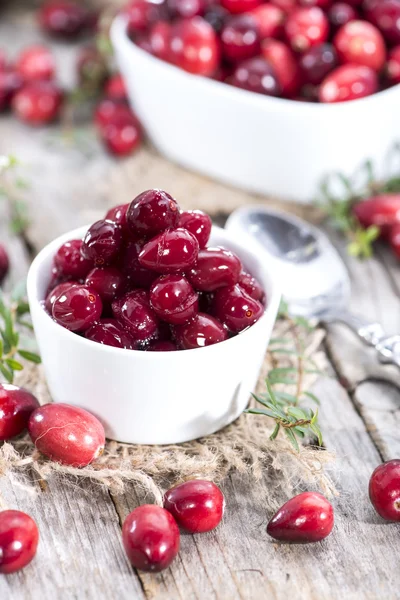 Portion of preserved Cranberries — Stock Photo, Image
