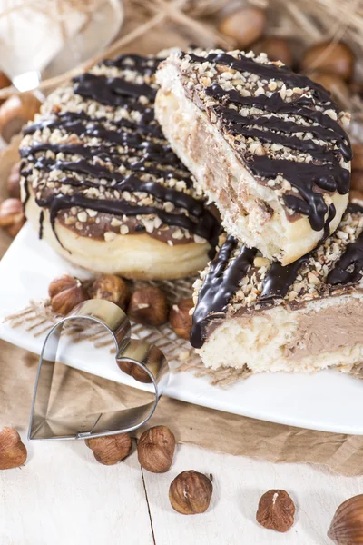 Vers gemaakte hazelnoot donuts — Stockfoto