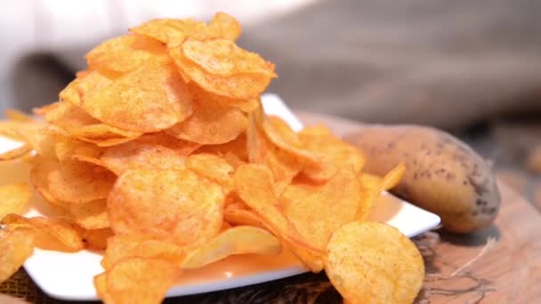 Fried Potato Chips — Stock Video