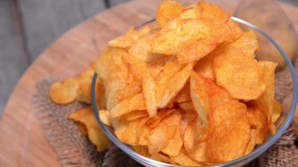 Fried Potato Chips — Stock Video