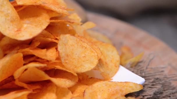 Fried Potato Chips — Stock Video