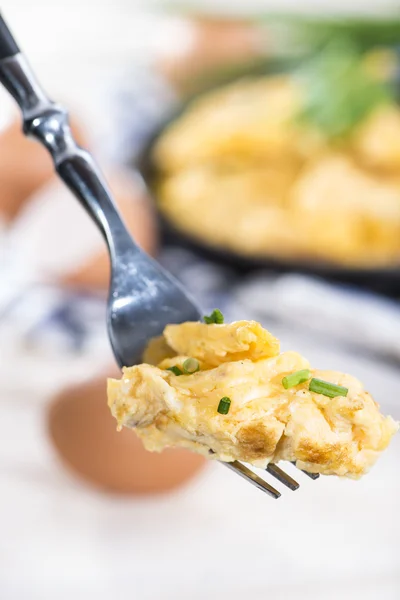 Část vyrobené čerstvá míchaná vajíčka — Stock fotografie