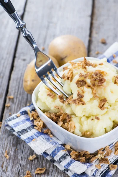 Potatismos med stekt lök — Stockfoto