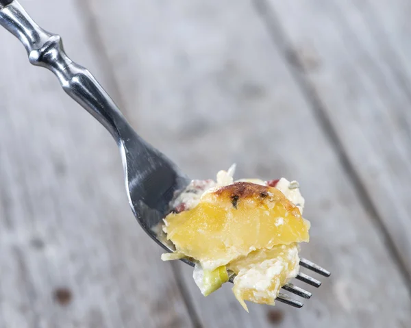 Potato Gratin on a Fork — Stock Photo, Image